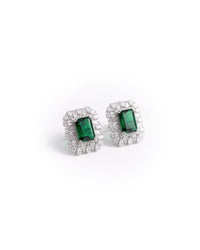Emerald Stud Premium Silver Earrings | Zeya Luxe Jewels