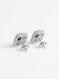 Emerald Stud Premium Silver Earrings | Zeya Luxe Jewels