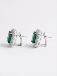Emerald Stud Premium Silver Earrings | Zeya Luxe Jewels