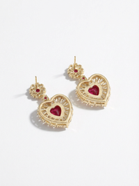 Red Heart Dangler Silver Earrings | Zeya Luxe Jewels