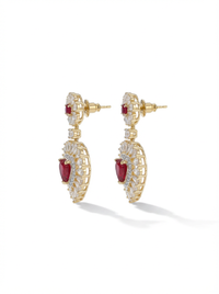 Red Heart Dangler Silver Earrings | Zeya Luxe Jewels