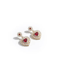 Red Heart Dangler Silver Earrings | Zeya Luxe Jewels