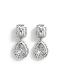Classic Round & Princess Cut Drop Silver Earrings | Zeya Luxe Jewels