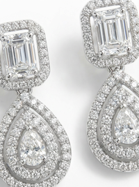 Classic Round & Princess Cut Drop Silver Earrings | Zeya Luxe Jewels