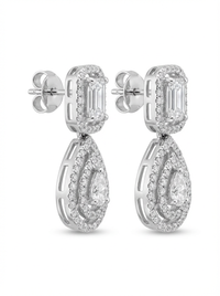 Classic Round & Princess Cut Drop Silver Earrings | Zeya Luxe Jewels