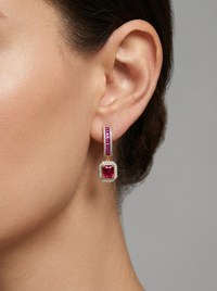 Ruby Drop Silver Earrings | Zeya Luxe Jewels