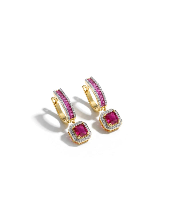 Ruby Drop Silver Earrings | Zeya Luxe Jewels