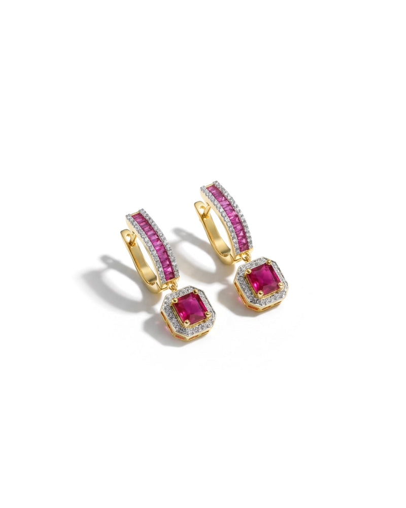 Ruby Drop Silver Earrings | Zeya Luxe Jewels
