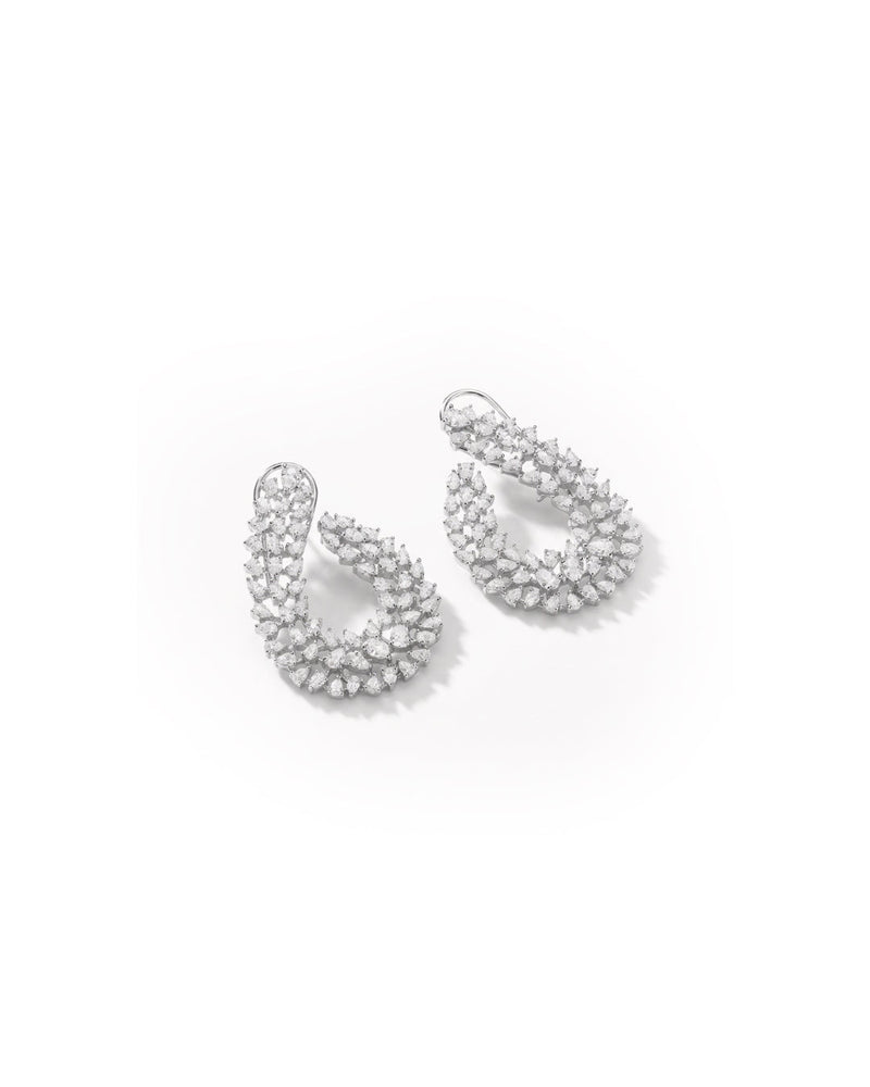 Glimmering Dangler Silver Earrings | Zeya Luxe Jewels