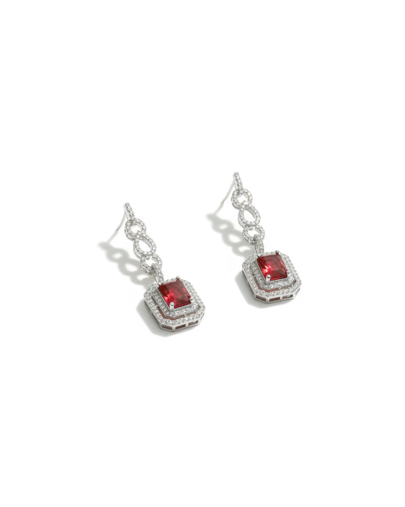 Ruby Dangler Silver Earrings | Zeya Luxe Jewels