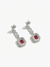 Ruby Dangler Silver Earrings | Zeya Luxe Jewels