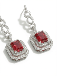 Ruby Dangler Silver Earrings | Zeya Luxe Jewels