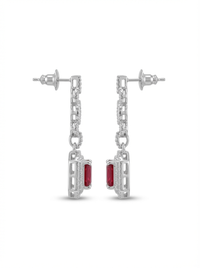 Ruby Dangler Silver Earrings | Zeya Luxe Jewels