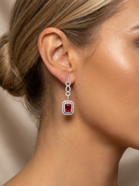 Ruby Dangler Silver Earrings | Zeya Luxe Jewels