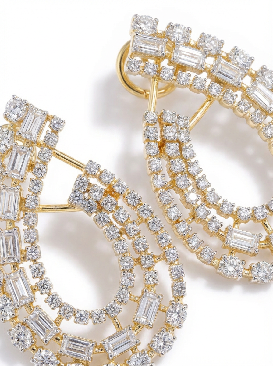 3 Lines Alternate Heavy Earrings