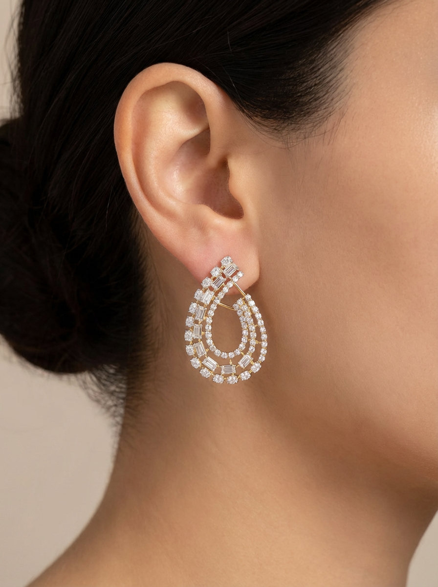 3 Lines Alternate Heavy Earrings