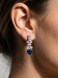 Pear Shaped Dangler Silver Earrings | Zeya Luxe Jewels