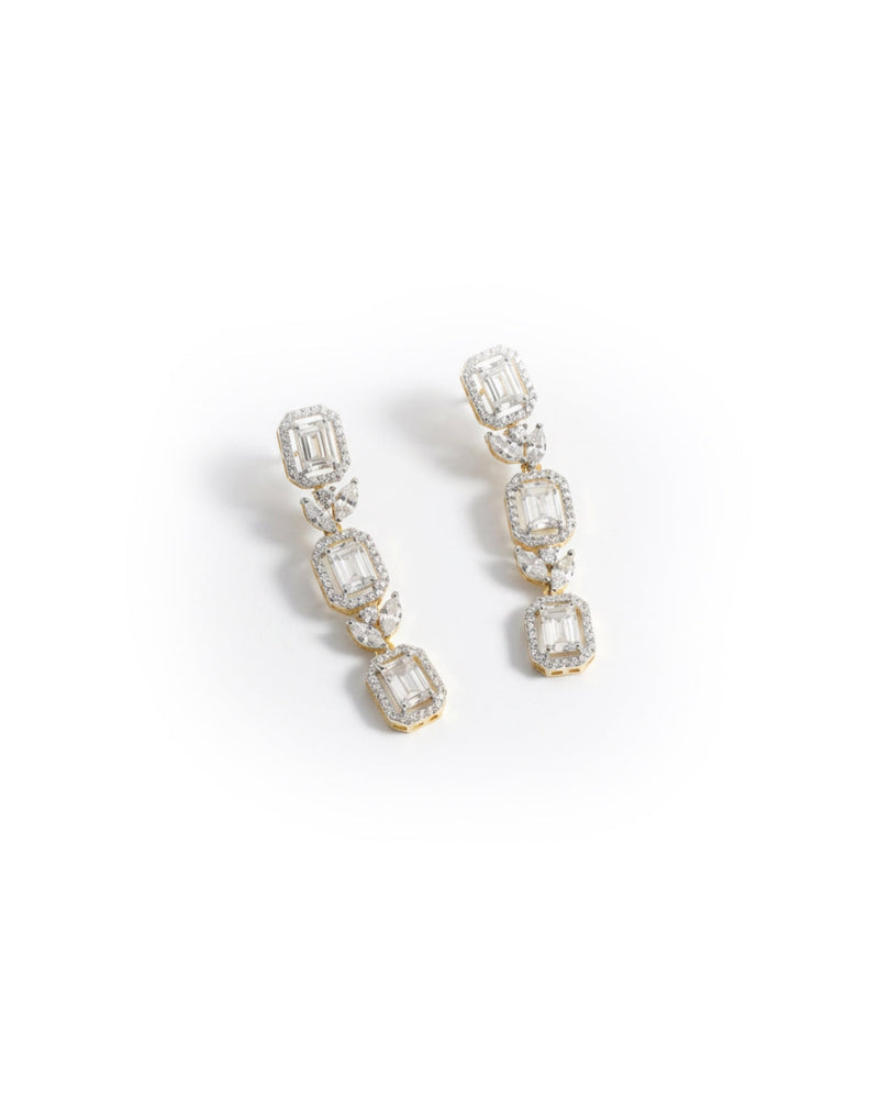 Alternate Pear & Emerald Cut Silver Earrings | Zeya Luxe Jewels
