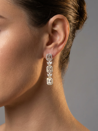 Alternate Pear & Emerald Cut Silver Earrings | Zeya Luxe Jewels