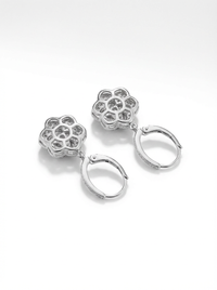 Flower Drop Silver Earrings | Zeya Luxe Jewels