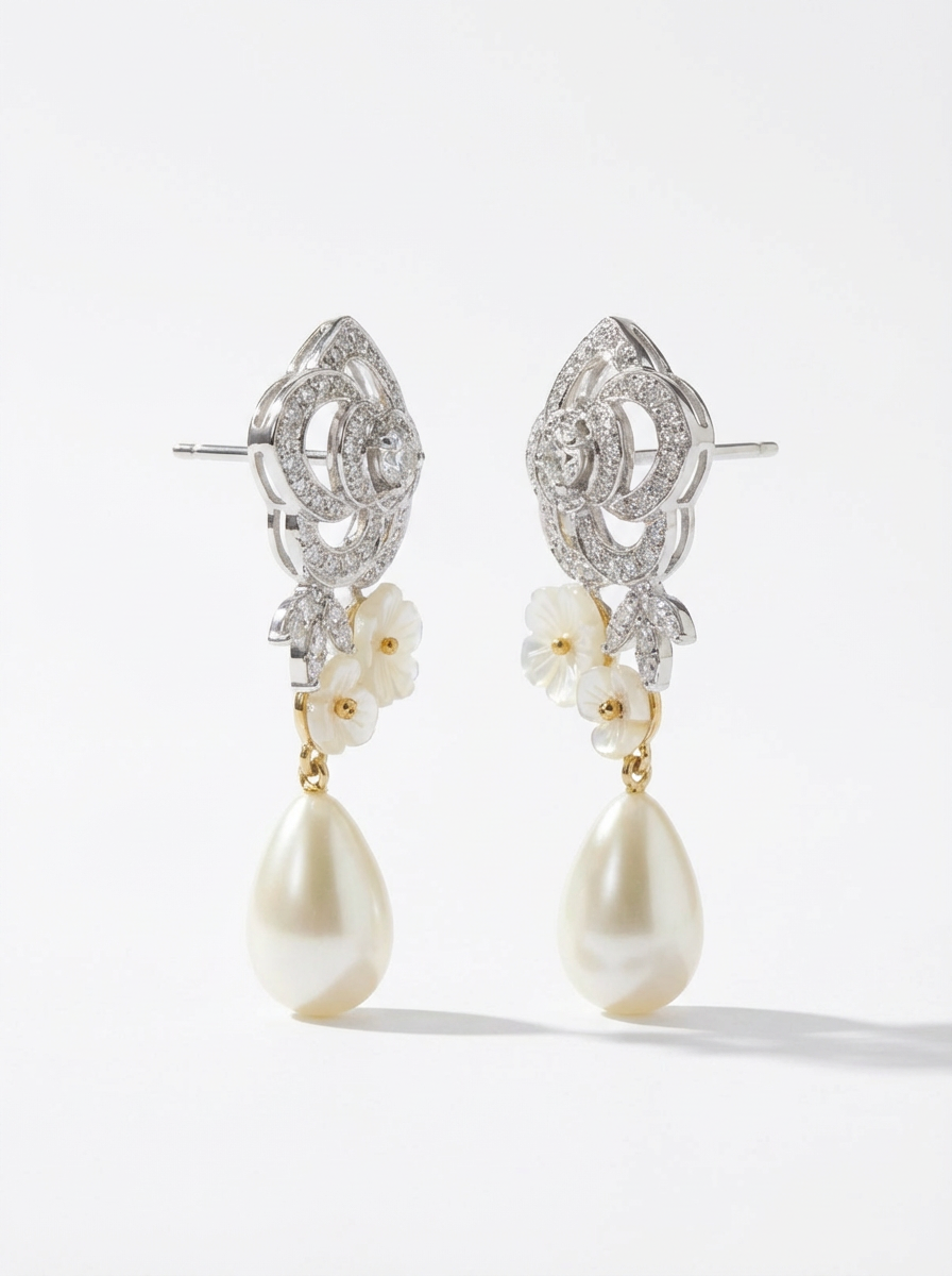 Flower with a pearl drop