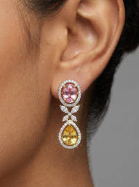 Colourful Hanging Silver Earrings | Zeya Luxe Jewels