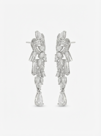 Blooming Floral Silver Earrings | Zeya Luxe Jewels