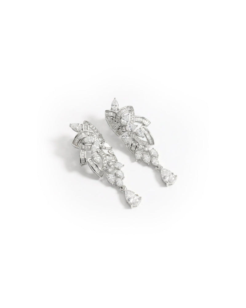 Blooming Floral Silver Earrings | Zeya Luxe Jewels