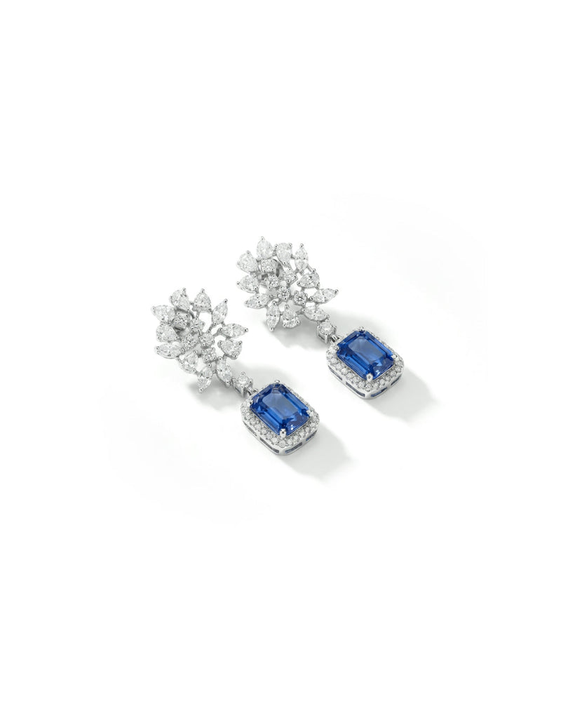 Stunning Blue Gemstone Silver Earrings | Zeya Luxe Jewels