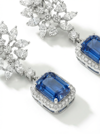 Stunning Blue Gemstone Silver Earrings | Zeya Luxe Jewels