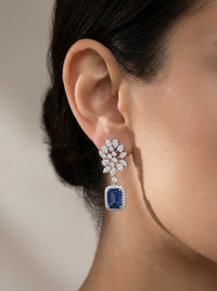Stunning Blue Gemstone Silver Earrings | Zeya Luxe Jewels