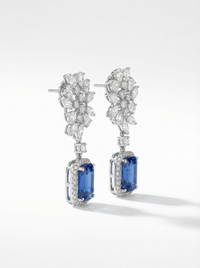 Stunning Blue Gemstone Silver Earrings | Zeya Luxe Jewels