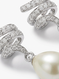 Spiral Moti Pearl Drop Silver Earrings | Zeya Luxe Jewels