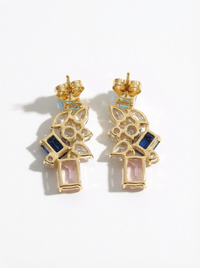 Pink & Blue Gemstone Silver Earrings | Zeya Luxe Jewels