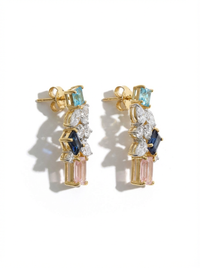 Pink & Blue Gemstone Silver Earrings | Zeya Luxe Jewels