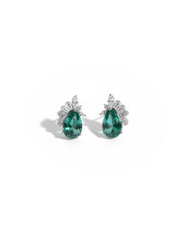 Emerald Stud Silver Earrings | Zeya Luxe Jewels