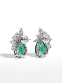 Emerald Stud Silver Earrings | Zeya Luxe Jewels