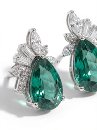 Emerald Stud Silver Earrings | Zeya Luxe Jewels