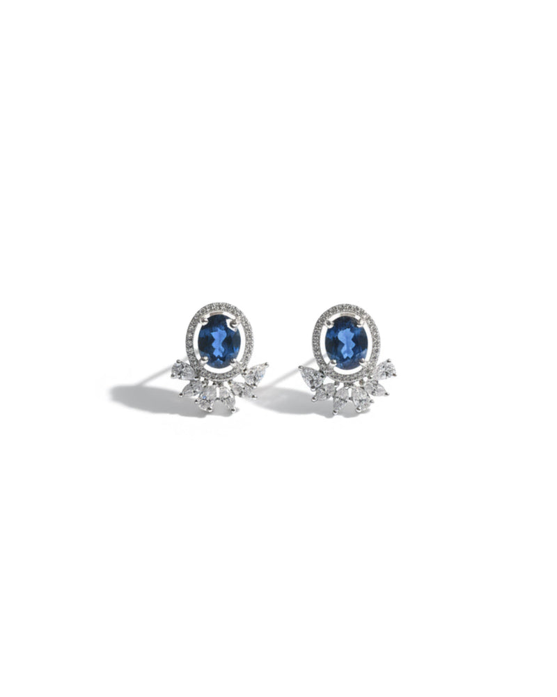 Royal Blue Stud Silver Earrings | Zeya Luxe Jewels