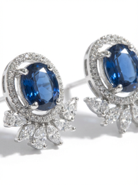 Royal Blue Stud Silver Earrings | Zeya Luxe Jewels