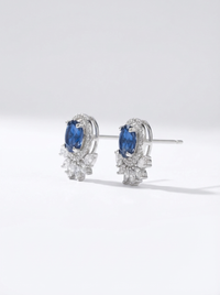 Royal Blue Stud Silver Earrings | Zeya Luxe Jewels