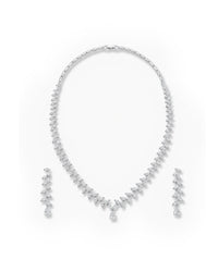 Alternate Leaf Silver Necklace Set | Zeya Luxe Jewels