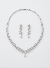 Alternate Leaf Silver Necklace Set | Zeya Luxe Jewels
