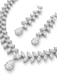 Alternate Leaf Silver Necklace Set | Zeya Luxe Jewels