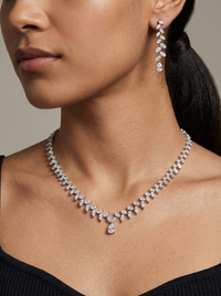 Alternate Leaf Silver Necklace Set | Zeya Luxe Jewels
