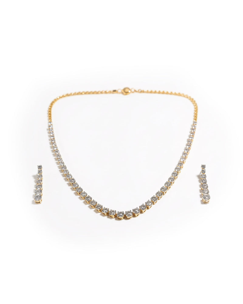 Round Gemstone Silver Necklace Set | Zeya Luxe Jewels