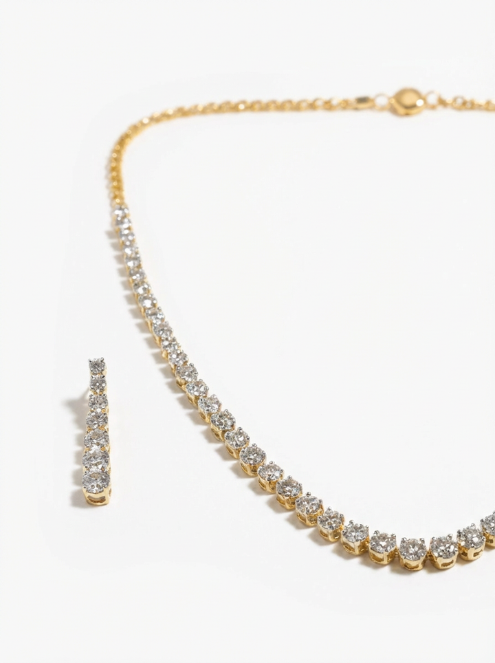 Round Gemstone Silver Necklace Set | Zeya Luxe Jewels