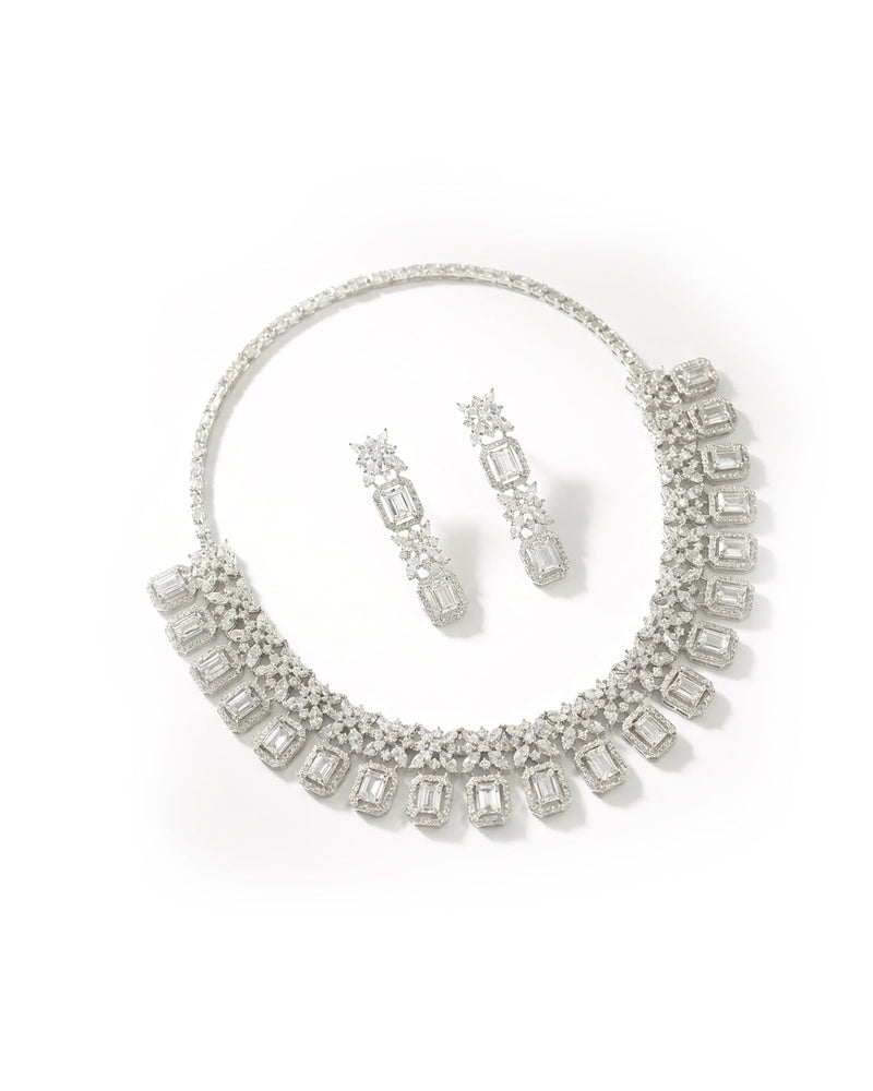 Emerald Cut Gemstone Necklace Set | Zeya Luxe Jewels