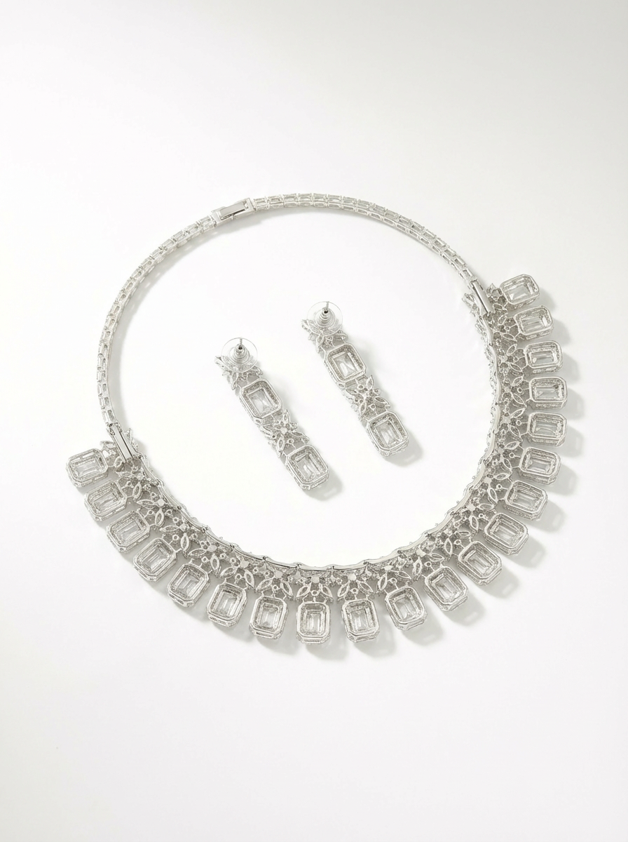 Emerald Cut Necklace Set