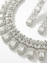 Emerald Cut Gemstone Necklace Set | Zeya Luxe Jewels